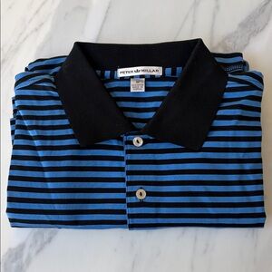 Peter Millar Black and Blue Striped Polo